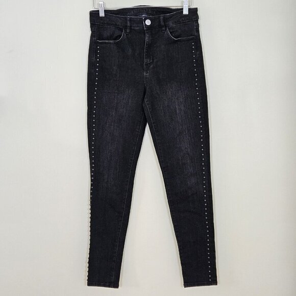 American Eagle Denim - American Eagle Jean Womens US 8 Black High Rise Jeggings Stretch Studs Punk Goth